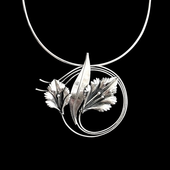 Huge vintage sterling silver Artisan made flower brooch pin - Picture 3 of 10